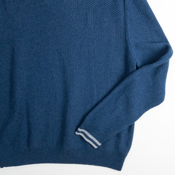 Jos. A. Bank Merino Wool Shawl Collar Sweater Men’s XL Slim Fit Navy Ribbed Knit - Picture 10 of 12